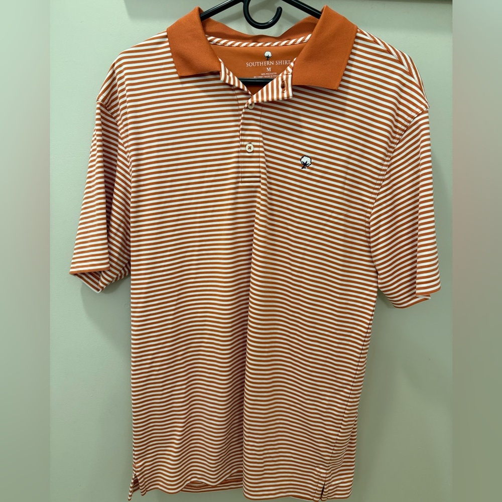 The Southern Shirt Company Orange and White Striped Polo
